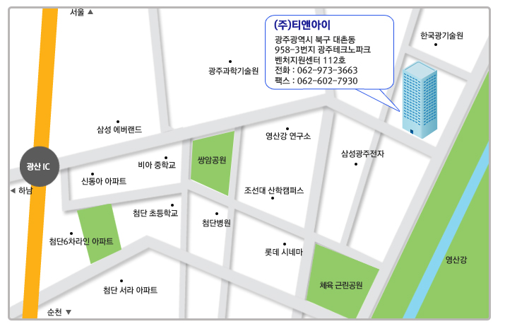 
(��)Ƽ������
���ֱ����� �ϱ� ���̵� 958-3���� 
������ũ����ũ ��ó�������� 112ȣ
��ȭ : 062-973-3663
�ѽ� : 062-602-7930